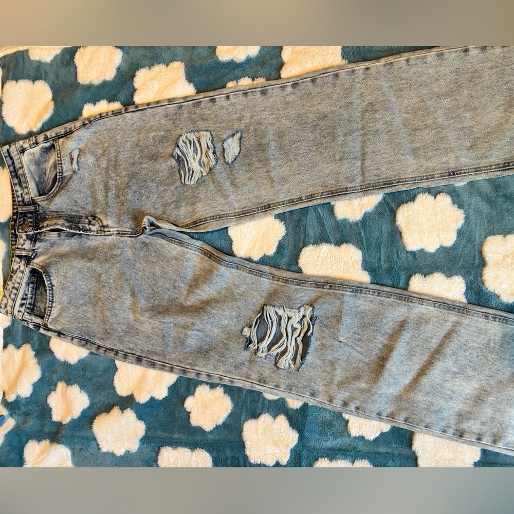 Distressed Blue Jeans